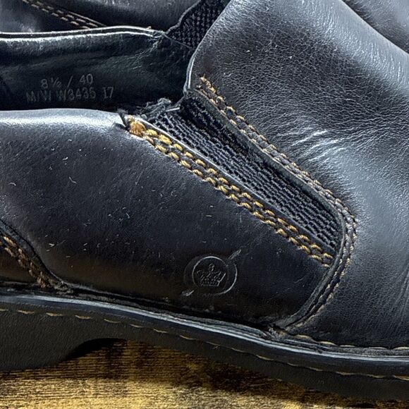 Born Womens Black Leather Slip On Gore Stretch Loafers Shoes Size 8.5M - Picture 5 of 16